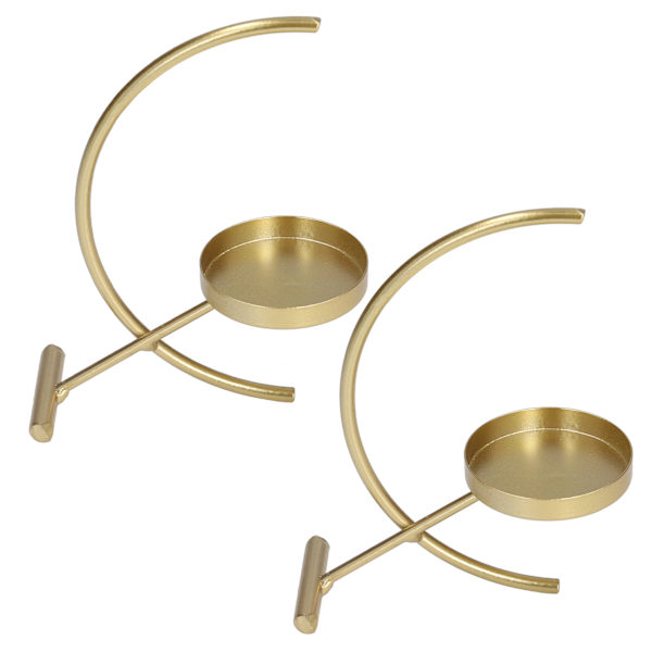 2 st guld ljushållare i robust och hållbart järn, enkel och elegant stil, bred tillämpning