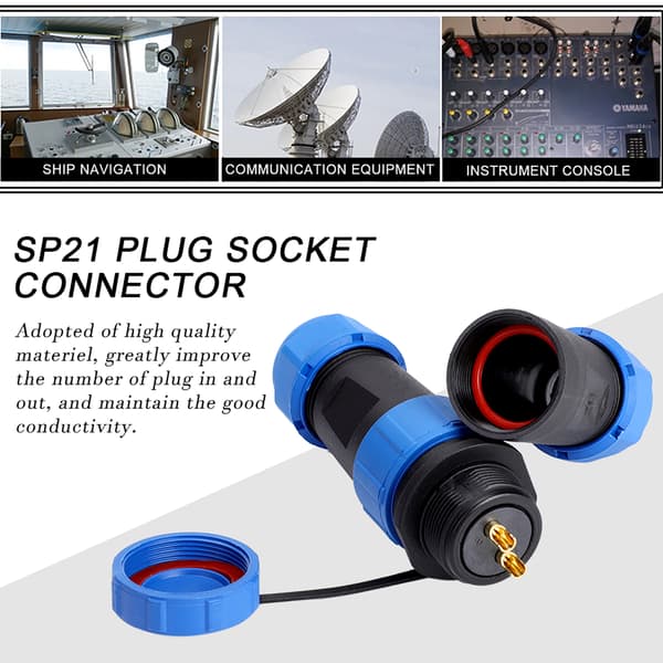 SP21 IP68 2-benet vandtæt plastik luftfartsstik kabel inline-stik (2-benet)