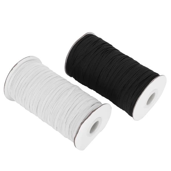 Elastiskt band platt syrepsträng DIY ärmmasktillverkning högelastisk 100 Yard rulle (svart vit)
