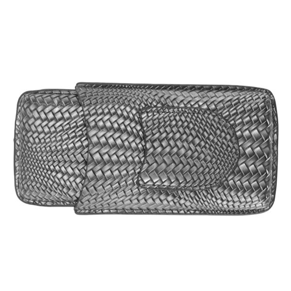 3-fingrar cigarrfodral vävt mönster bärbar rese läder cigarr humidor fodral röktillbehör silver