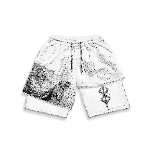 Berserk Manga 3D Print Fitness Shorts - Herre- og Dame Sommertræning Performance Shorts - Hurtigtørrende Kompressionsbukser XXXL16