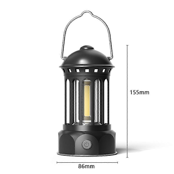 Lite sett med 2 LED-campinglykter, retro batteridrevet campinglampe, vanntett campinglys, justerbar lysstyrke, for camping, fiske, hage,