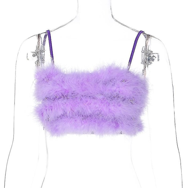 Plush Wrap Chest Suspender Vest for Women M Purple