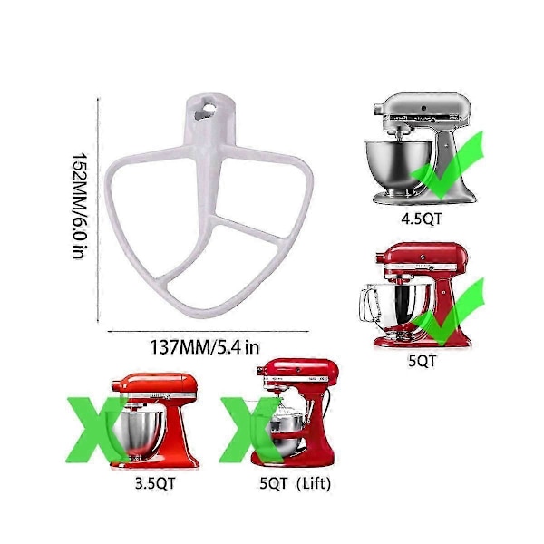 Kompatibel med Kitchen Aide-tillbehör 4,5-5 Qt - Stativmixers med lutande huvud, visptillsats kompatibel med K45B/K5THCB/K5THBS
