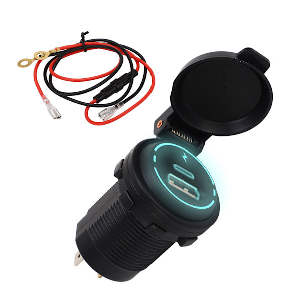 12V USB-oplader PD Type QC 3.0 IP66 Vandtæt Hurtigopladning Intelligent Identifikation til Motorcykel Båd RV ATV