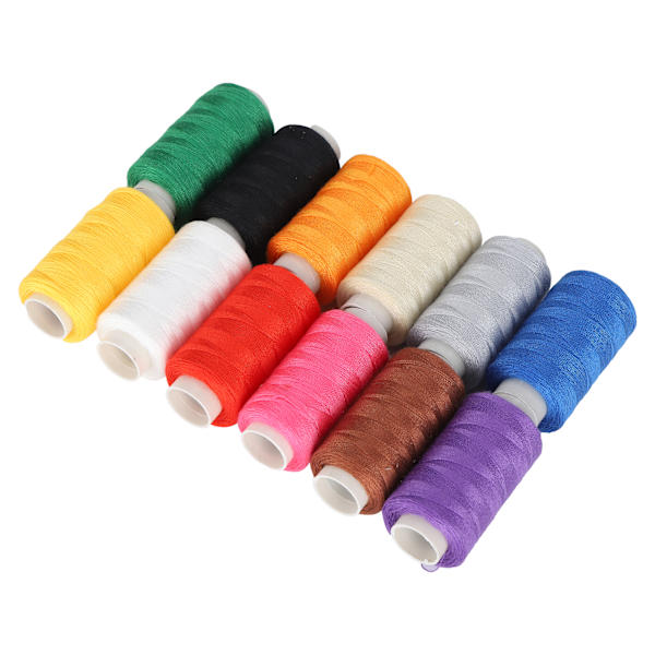 12 st sytråd set färgglada polyester broderiverktyg handgjorda DIY sticktillbehör