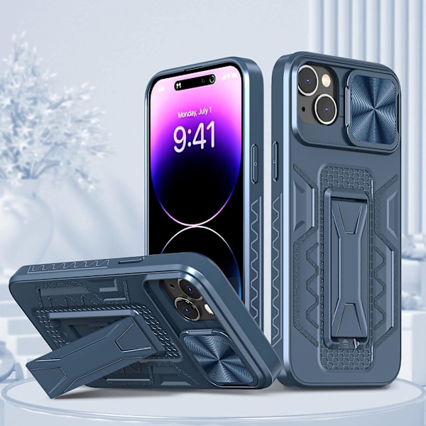 Robust 5G Telefonfodral med Kickstand och Skjutbar Kameraskydd Stötsäkert Militärklass Matt Textur