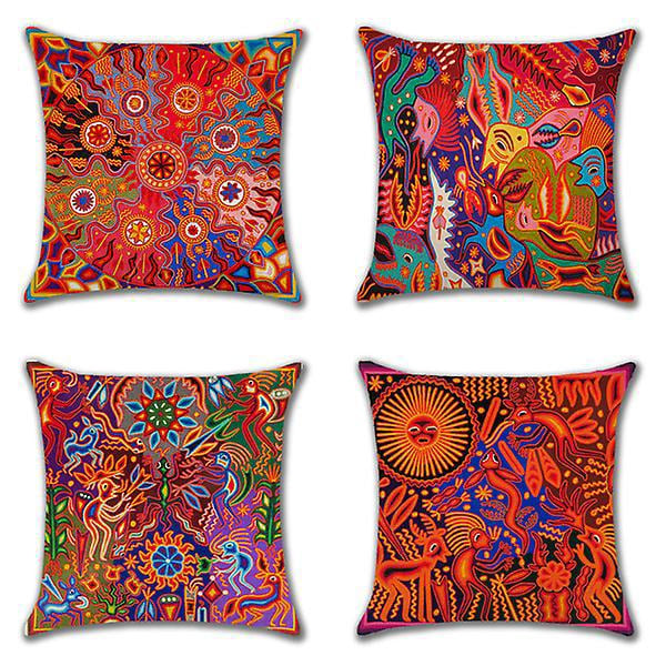 Set med 12 Kuddfodral 45 x 45 cm Dekorativa Etniska Mönster Mjuka Kuddfodral för Hem Vardagsrum Sovrum Soffa (12 Olika Stilar)