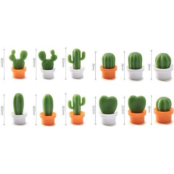 12-pack dekorativa Cactus kylskåpsmagneter, perfekt för hem, kontor, kök