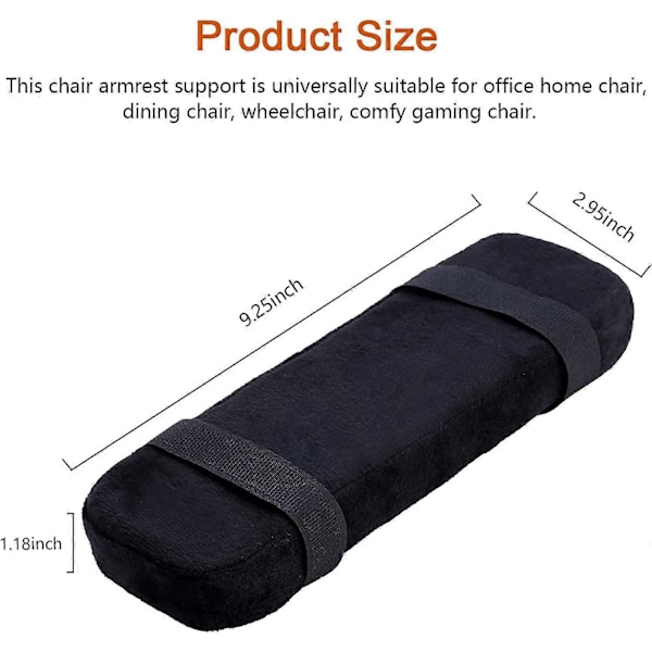 Ergonomisk kontorstol med minneskum, armleneputer for gamingstol (sett med 2)