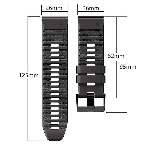 Garmin Tactix Delta/Enduro silikon erstatningsurrem - horisontale striper svart grå