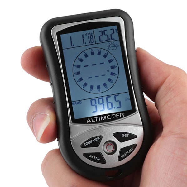 Bärbar kompass multifunktionell elektronisk väderaltimeter höjd barometer