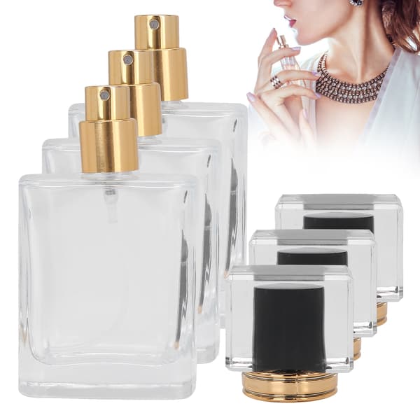 50 ml påfyllningsbar parfymflaska i glas, transparent spray, tom atomizerbehållare, svart