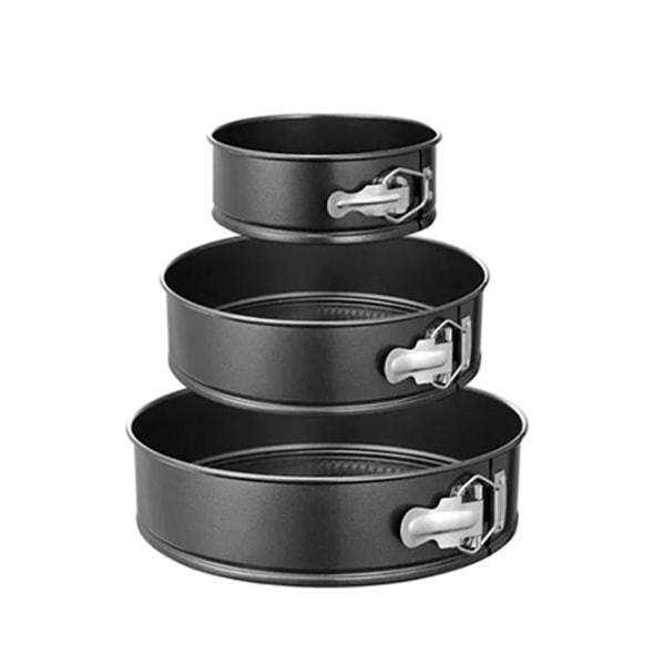 3 stk. ostekakeform i non-stick materiale, nem at fjerne, god tætning, springform-sæt, kageform, sort