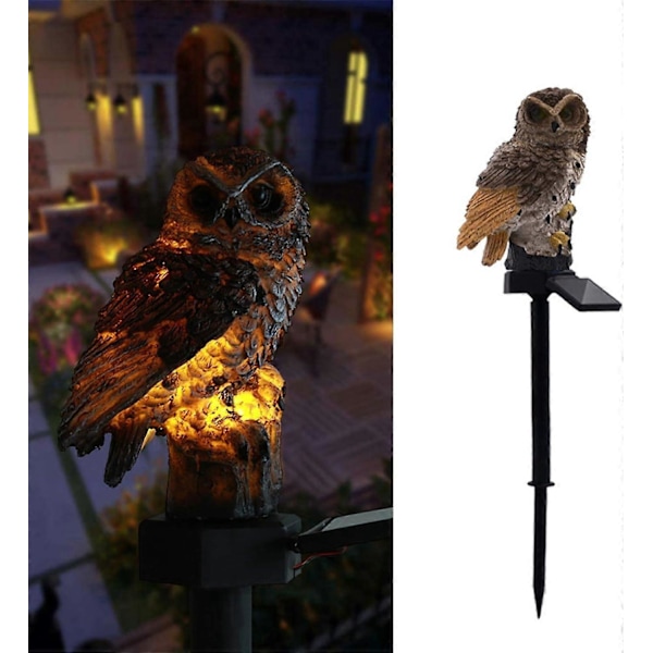 Pöllö Aurinko LED Valo Puutarha Aurinkovalo Ulkokoriste Hartsi Pylväs Puutarha Nurmikko Polku Piha Deco