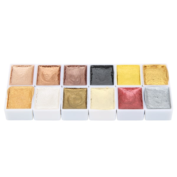 12st Akvarellfärg Metallic Färgsystem Highlight Dimming Watercolor Set för konstmålning manikyr