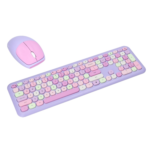 Näppäimistö Mouse Combo 2.4G Retro Multi Color Mute Cover Langaton näppäimistö ja hiiri Set Purple