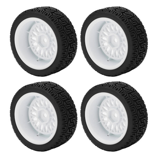 4 kpl 1/10 RC-kumiset, korkea kulutuskestävyys, hyvä pito, vakaa RC-kumipyöräsarja 1/10 RC-autoille, valkoinen