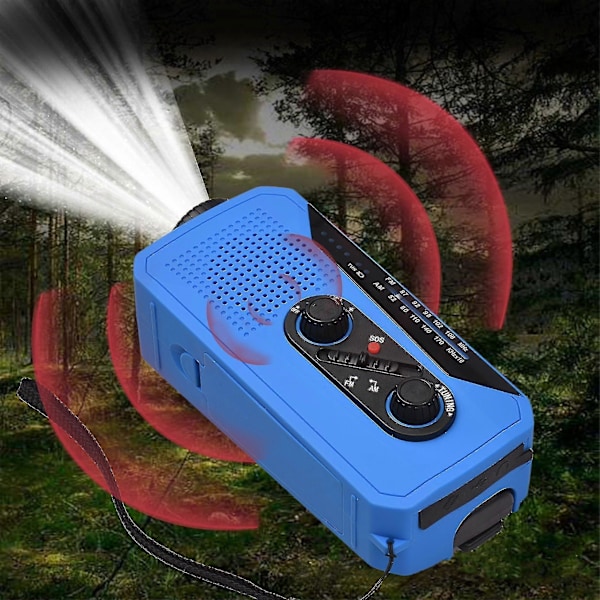 Katastrofförebyggande Ficklampa Radio Solcellsladdning Nödradio 2000mah SOS-varning