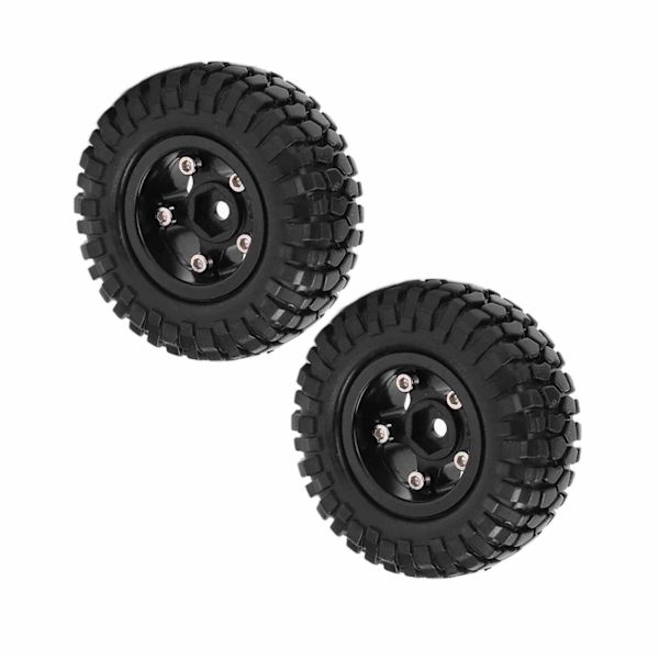 2 stk. RC-hjul i metal til fjernstyrede biler, reservedele til Axial SCX24 90081, sort