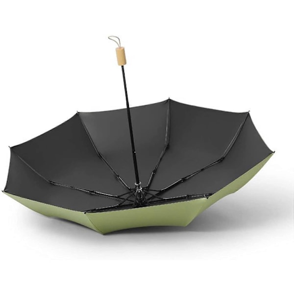 Vindtæt Rejseparaply 3-foldbar Letvægts Anti UV Sol & Regn Vandafvisende Parasol med Holdbart Træhåndtag Manuel Åbning/Lukning til Mænd og Kvinder