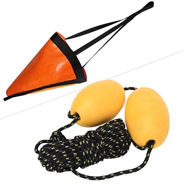 Kajakbåt koppelrep med boj Flytande boll Rostfri stålkrok för fiske Driftankare System Dubbelboll Gul Svart rep