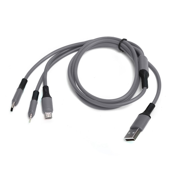 3 in 1 nestemäinen silikoni moni USB nopea latauskaapeli IOS/Type C/Micro USB porteille Harmaa