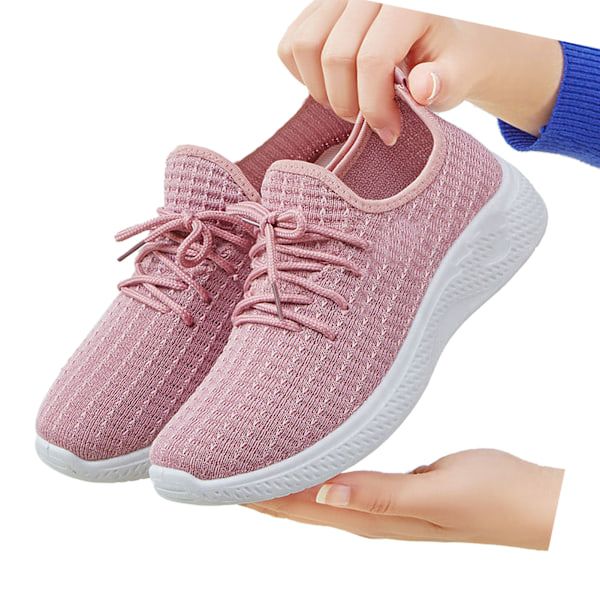 Kvinners Gåsko Lettvekt Casual Løpesko Lav Topp Pustende Overdel Anti Skli Sport Sneakers Vår Høst Stil Rosa Størrelse 38