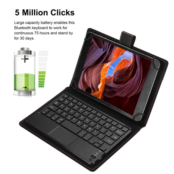 7/8in 75-timers Bluetooth Touchpad Tastatur med Beskyttelsesetui til Android/iOS/Windows