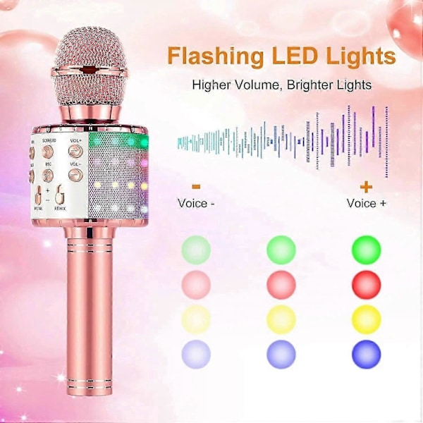 Barn Mikrofon Karaoke Handhållen LED Blinkande Ljud Trådlös Bluetooth En Maskin Portabel Högtalare Födelsedag Julklapp Party Svart