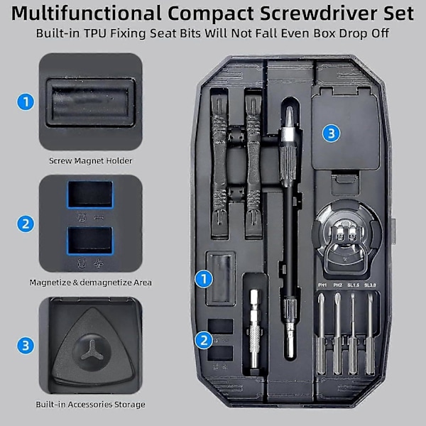(Musta) 152 in 1 Tarkkuusruuvimeisselisarja, Mini-työkalusarja, Magneettiset korjaustyökalut Torx-kolmiopäillä jne., iPhone, Switch, PS4, PS5, Lasit, Wa