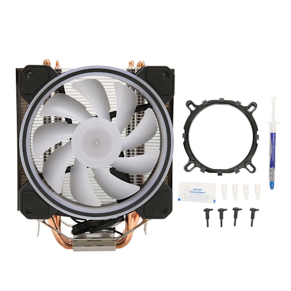 CPU-køler med RGB-lys 12 cm blæser 12V 3-benet 4-benet interface Plug and Play Mute CPU-køleblæser til stationær computer