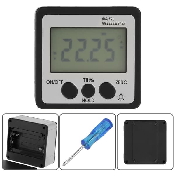 Digital magnetisk inklinometer vinkelmätare gradskiva 4 x 90° (silver)