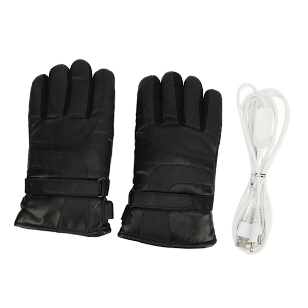 2pcs Heated Gloves USB 5V Waterproof PU Leather Breathable Adjustable Can Touch The Phone Screen Electric Heating Gloves for Riding Ski Motorcycle