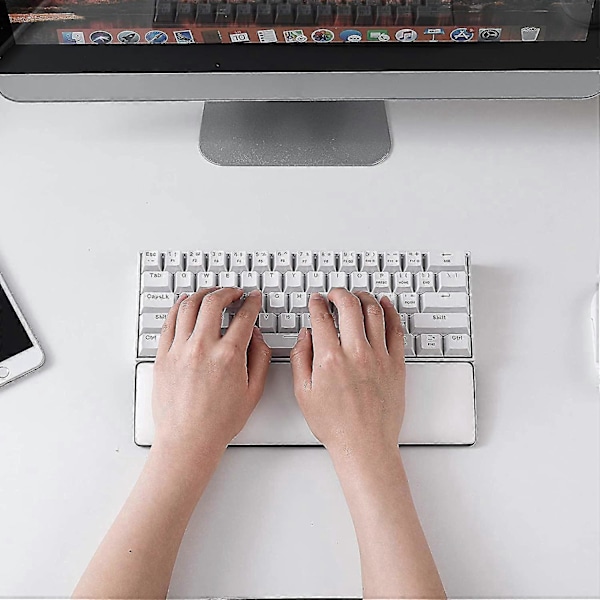 Nytt, lämpligt handledsstöd för tangentbord, 61 tangenter 0.6 Kompakta tangentbordsstöd, för stationär dator, gaming, Mac-skrivning, bärbar dator, vit