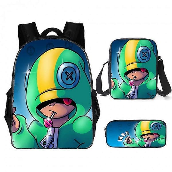 Brawl Stars Backpack 3-piece Set 17 Inch Gaming Backpack + Shoulder Bag + Pencil Case 4 4 3PCS