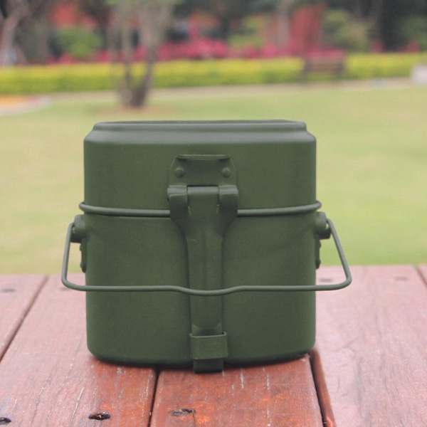 3 Delars Lunchlåda Set Aluminium Gryta och Panna Mess Kit för Camping Picknick Matlagning