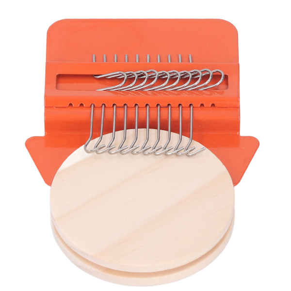 10 krokar Mini vävstol maskin hushåll liten vävstol maskin med 6,5 cm träbräda för handhantverk DIY vävning orange triangel