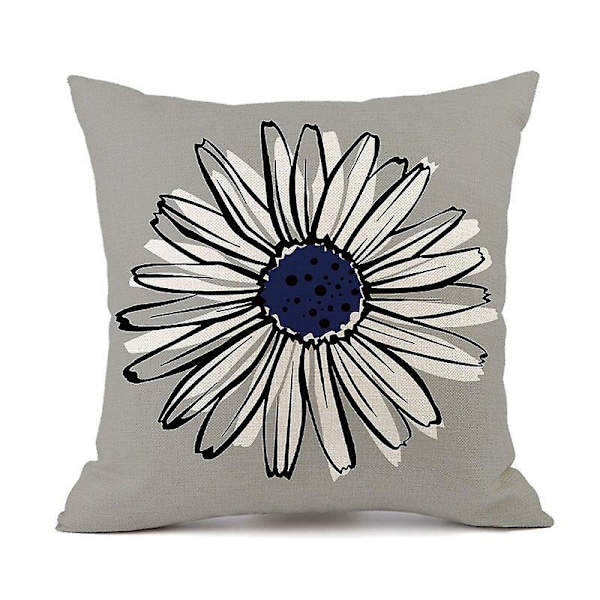 Sett med 4 Enkle Dekorative Putetrekk 45 x 45 cm Myke Slitesterke Firkantede Putetrekk med Blomstermønster Trykt for Sofa Seng