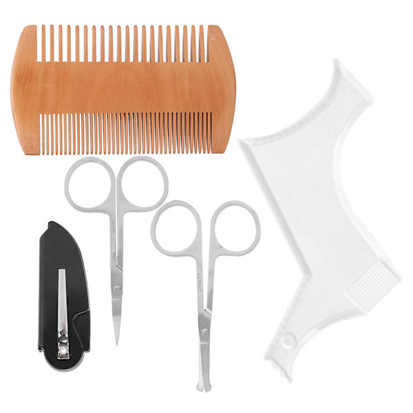 Transparent Skäggformningsmall Kam Sax Skäggvård Formning Styling Set