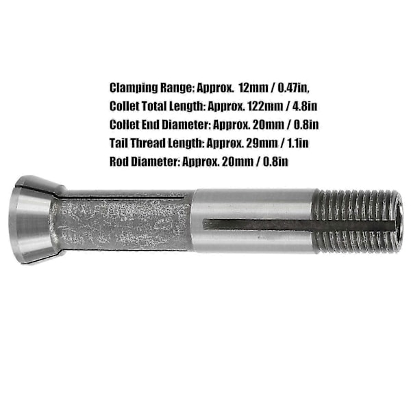 Slipechuck M20 Gjenge Slipemaskin Elastisk Spennhylse Feste Erstatning 122mm12mm