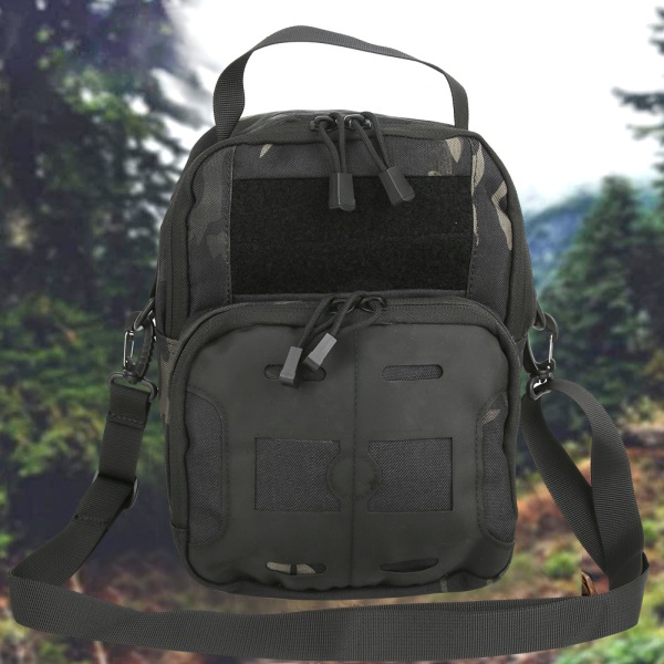 Multifunktion Sling Rygsæk Tactics Enkelt skuldertaske Haversack Militærtaske til udendørs camping Vandresport (CP Black Camouflage)