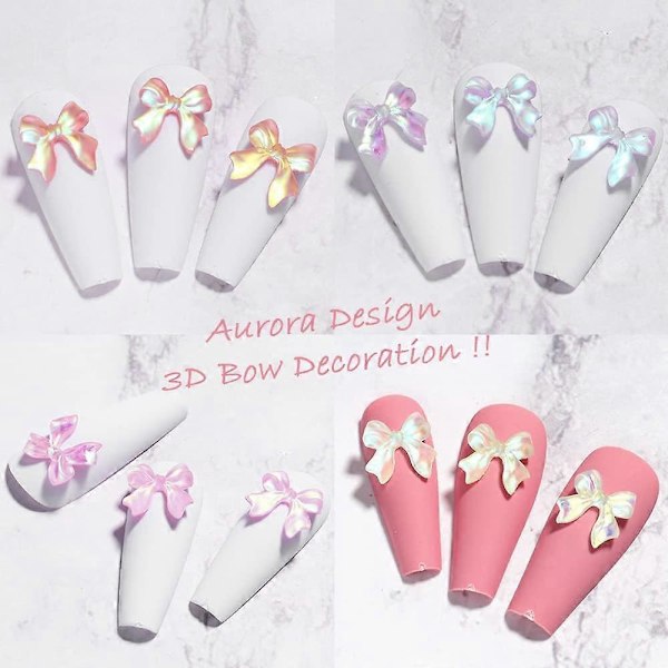 36 st 3D Aurora Resin Rosett Nageldekoration Fjärilsrosett Nagelberlocker Färgglada Nagelberlocker Nitsats Färgglad Rosett för Nagelkonstdesign Nagelkonst
