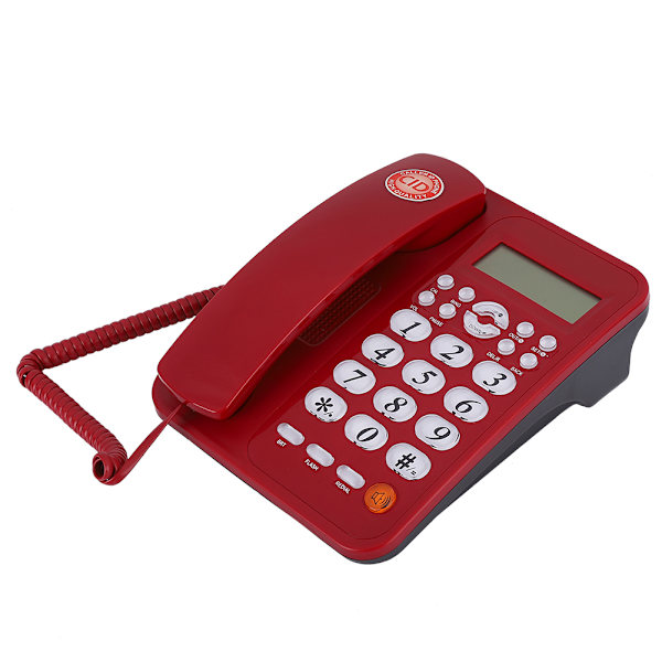 Rød Bordtelefon Hjem Erhverv Fastnet Kablet Telefon Opkalds-ID Fast fastnettelefon