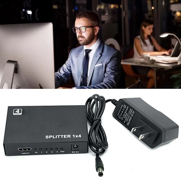 HD Multimedia Interface Splitter 1 ind 4 ud Plug and Play HD Multimedia Interface Switcher til projektorer DLP LCD HDTV'er