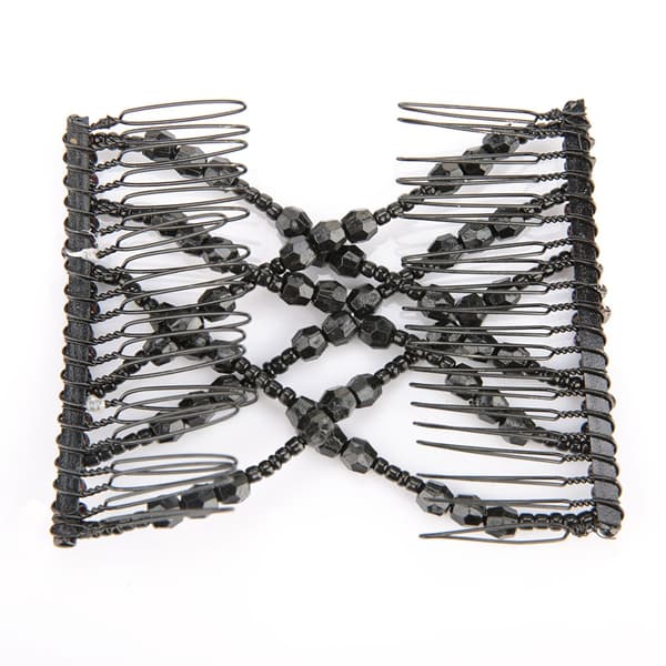 Magisk Hårkam Clip Perler Elastisk Dobbelt Kam Hårdisk Sort