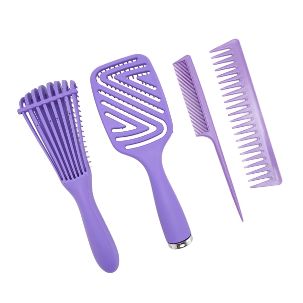 4st hårborste för hårborste för hår, män, kvinnor, professionell bärbar set, stylingverktyg, lila