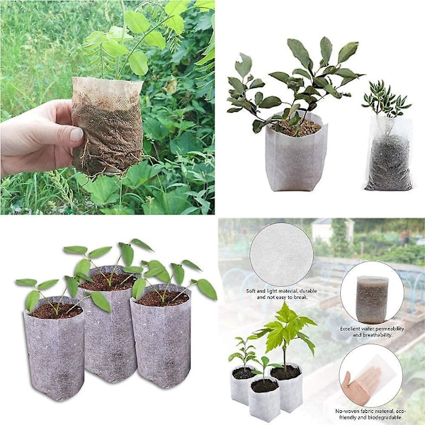 Sett med 100 planteposer i ikke-vevd stoff, biologisk nedbrytbare tomatplanteposer, poser for plantevekstmiljø, p