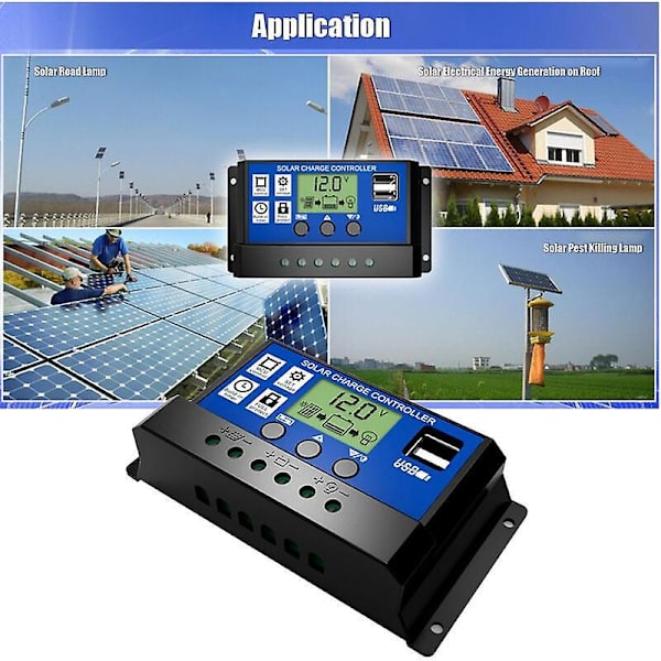 20A HD LCD solcellepanel-laderegulator med batteriregulator