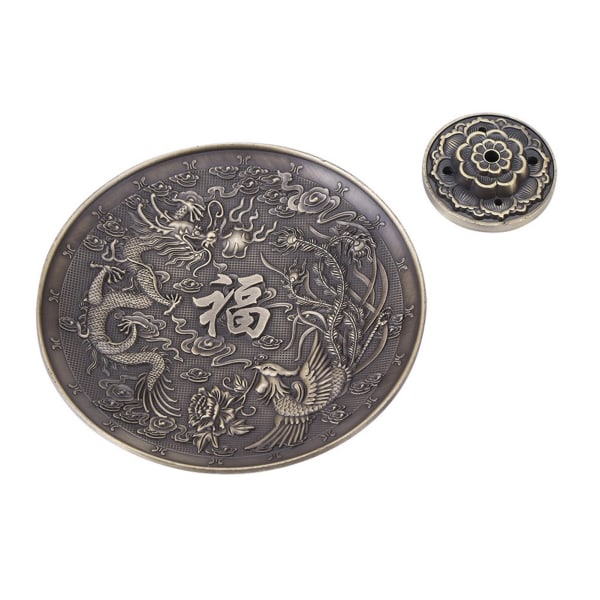 Sinklegering Røkelsespinne Brenner Holder Dragemønster Røkelsestav for Soverom Temple Bronse